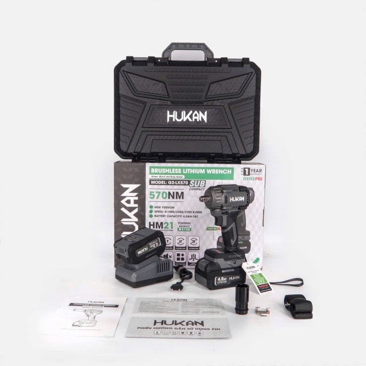 Máy siết bulong Pin 570Nm Hukan M21-G2-LX570