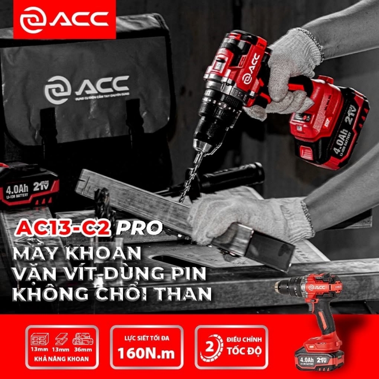 Combo máy khoan Pin 160Nm ACC AC13-C2PRO
