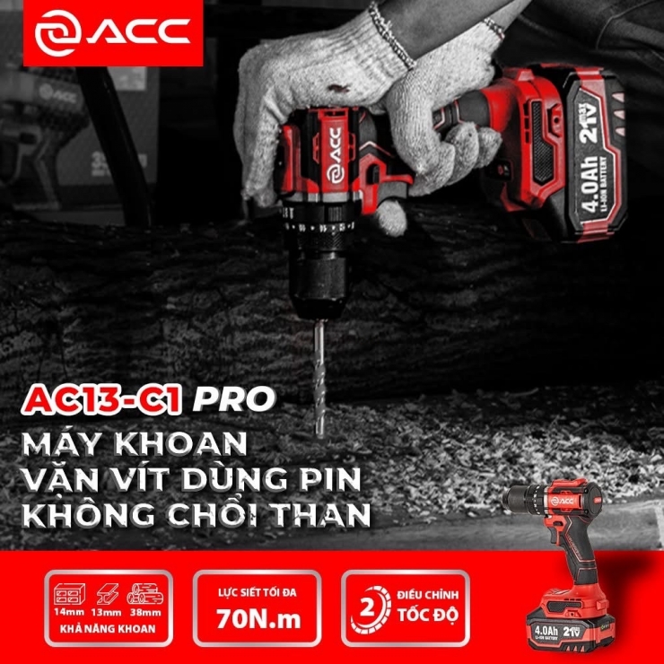 Combo máy khoan Pin 70Nm ACC AC13-C1PRO