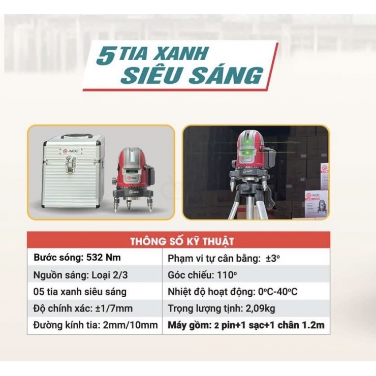 Máy cân bằng Laser 5 tia xanh ACC AC1.5