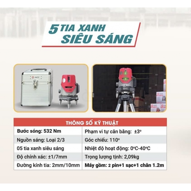 Máy cân bằng Laser 5 tia xanh ACC AC2.5