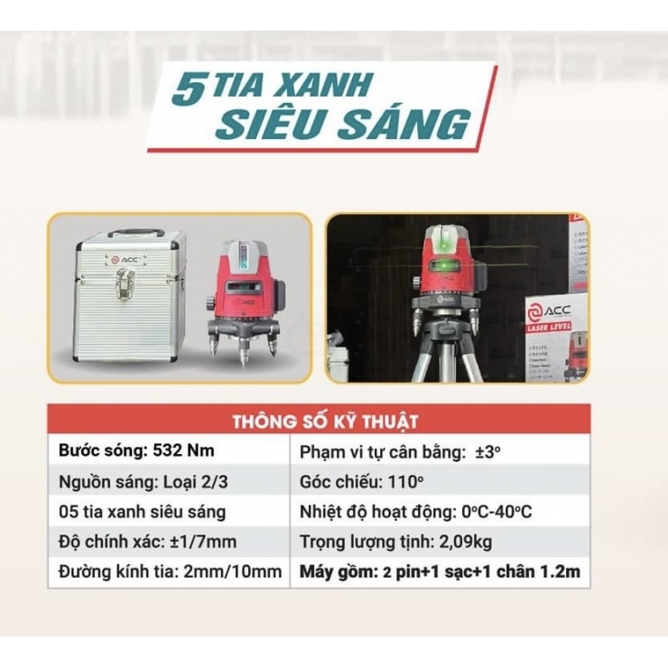 Máy cân bằng Laser 5 tia xanh ACC AC3.5
