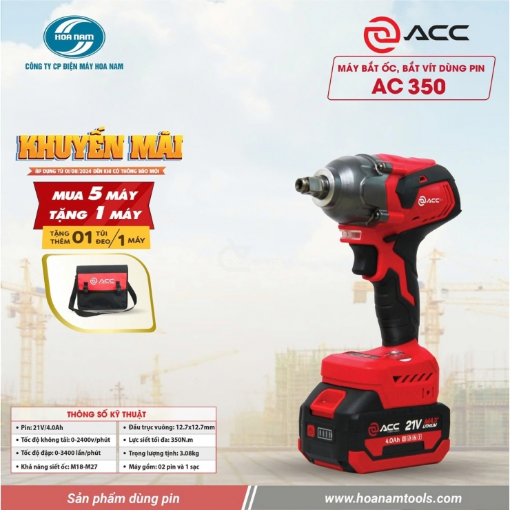Combo máy siết bulong Pin 450Nm ACC AC450