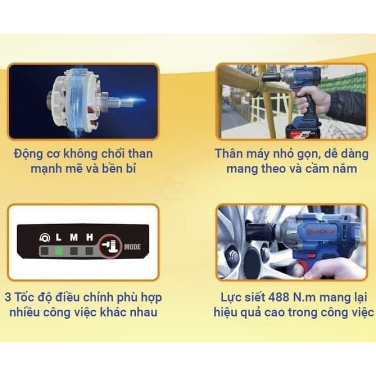 Máy bắn bulong 298Nm Pin 20V Dongcheng DCPB 298 ( chưa Pin & Sạc )