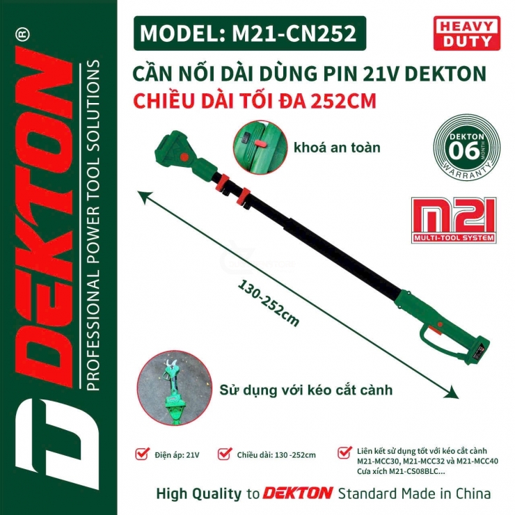 Cần nối dài cắt cành & cưa xích 252cm Dekton M21-CN252