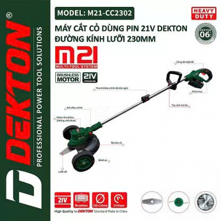 Máy cắt cỏ dùng Pin 21V Dekton M21-CC2302 Brushless