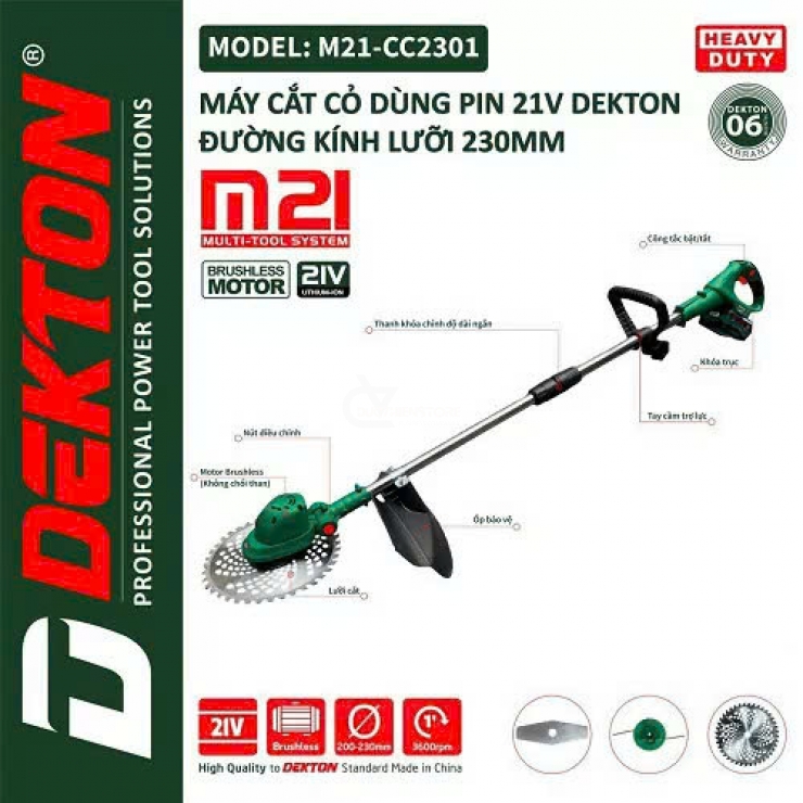 Máy cắt cỏ dùng Pin 21V Dekton M21-CC2302 Brushless