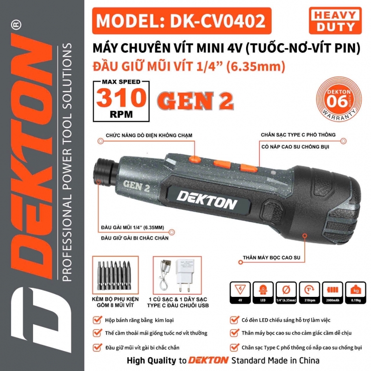 Tô vít Pin mini 4V Dekton DK-CV0402
