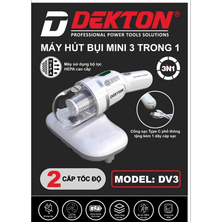 Máy hút bụi mini dùng Pin Dekton DV3 ( dòng cao cấp ) 3 trong 1