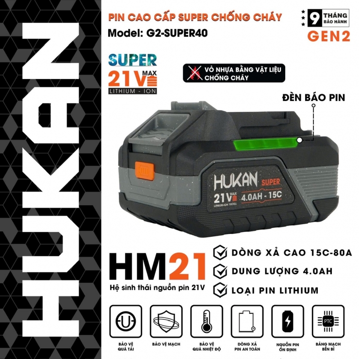 Máy mài Pin 21V Hukan G1-AGS6400 Brushless