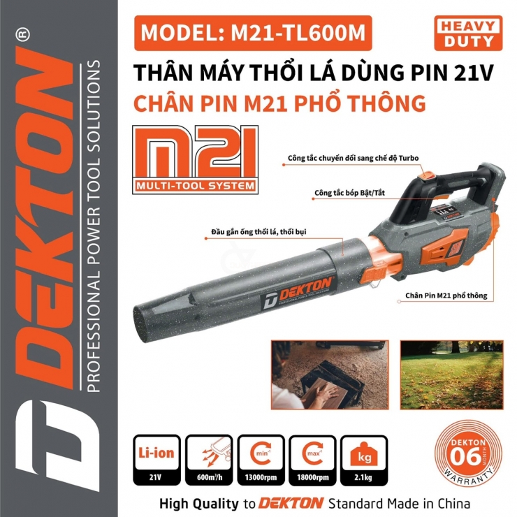 Máy thổi lá Pin 21V Dekton M21-TL600M Turbo