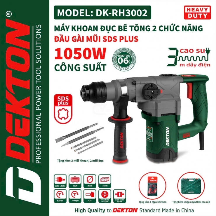 Máy khoan đục 14mm Dekton DK-RH3002 2 chức năng dòng Hammer