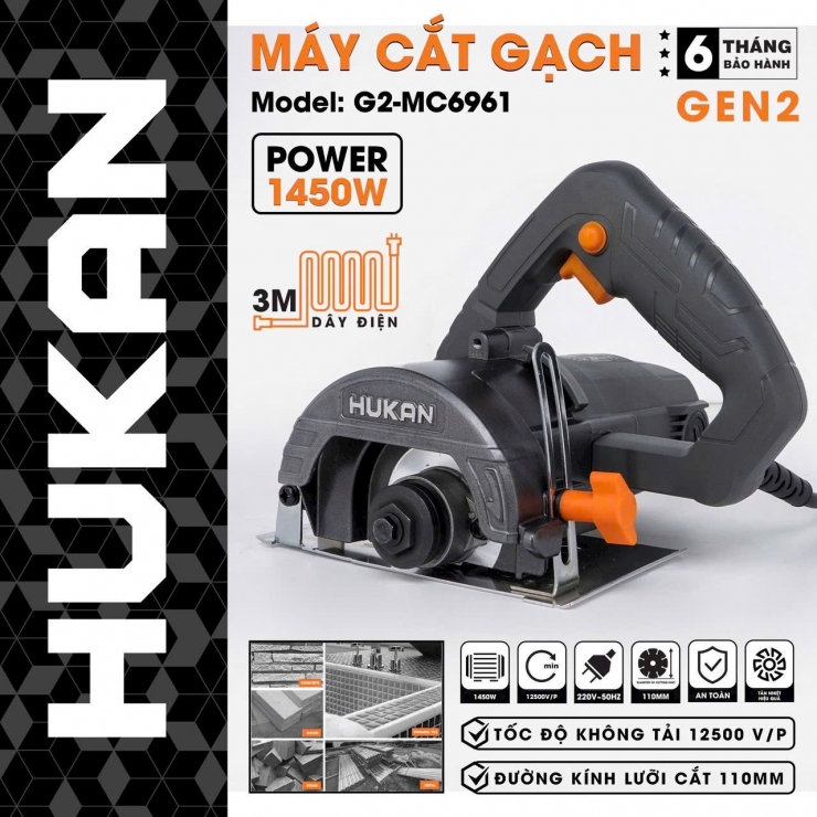 Máy cắt gạch 1450W Hukan G2-MC6961