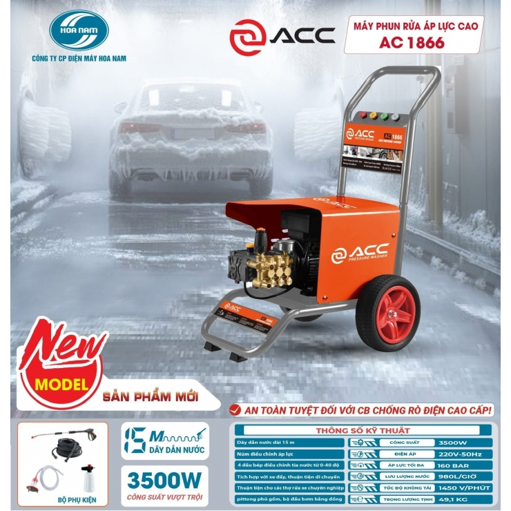 Máy xịt rửa xe công nghiệp 3.5kW ACC AC1866 ( ti gốm )