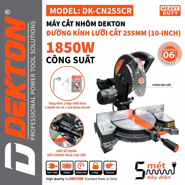 Máy cắt nhôm 255mm Dekton DK-CN255CR ( ko kèm theo lưỡi )