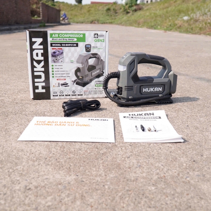 Máy bơm lốp xe Pin 21V Hukan G2-BHP2120