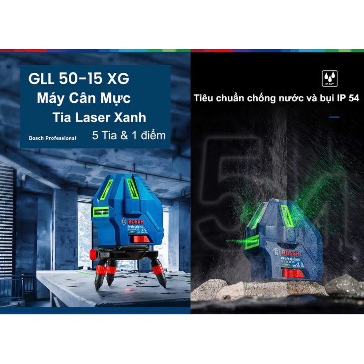 Máy cân bằng Laser 5 tia xanh Bosch GLL 50-15 XG Professional