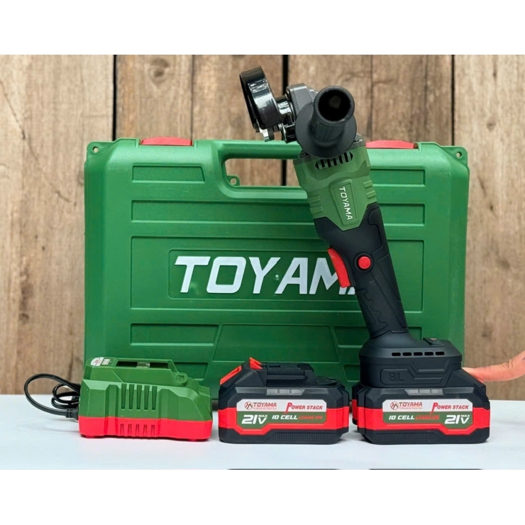 Máy mài góc 100mm Pin 21V Toyama C-05 Brushless Antikick Back on/off