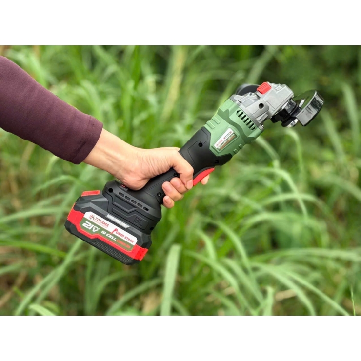 Máy mài góc 100mm Pin 21V Toyama C-05 Brushless Antikick Back on/off