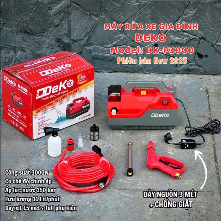 Máy rửa xe 3000W DDEKO DK-P3000 chỉnh áp