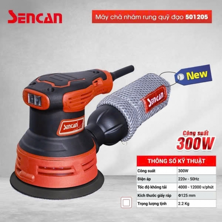Máy chà nhám quỹ đạo tròn 125mm Sencan 501205 300W