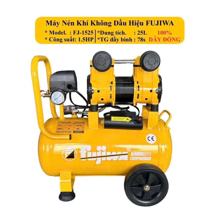 Máy nén khí không dầu 25 lít 1.5Hp Fujiwa FJ-1525