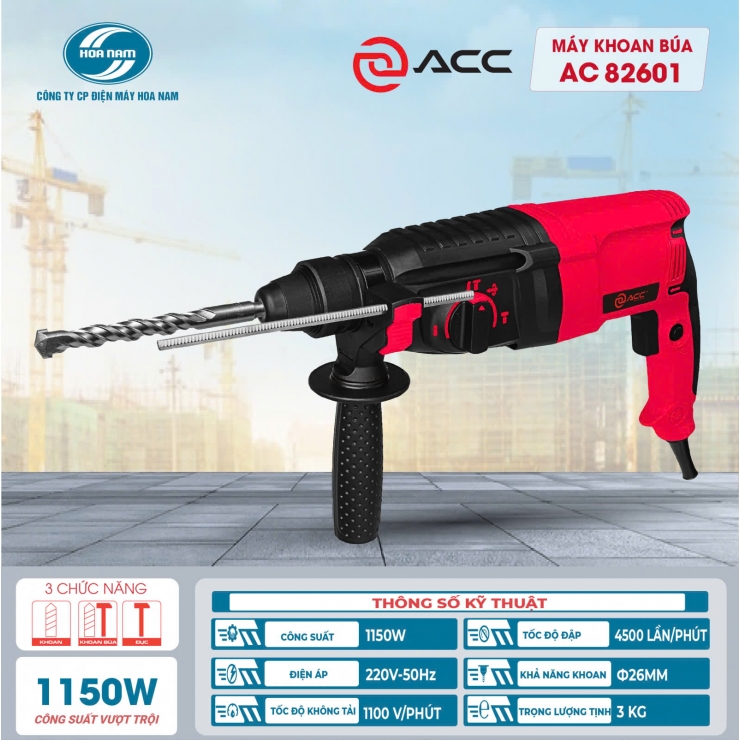 Máy Khoan bê tông 3 chức năng 1150W ACC AC82601