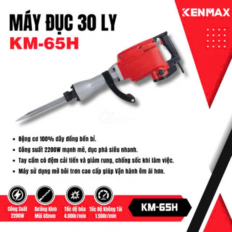 Máy đục bê tông 30mm Kenmax KM-65H 2200W