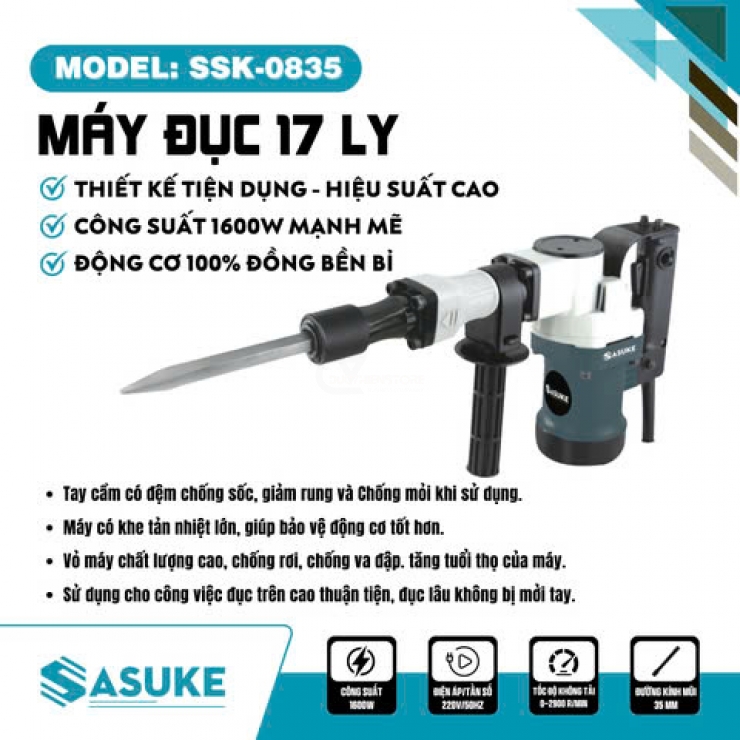 Máy đục bê tông 17mm Sasuke SSK-0835 1600W
