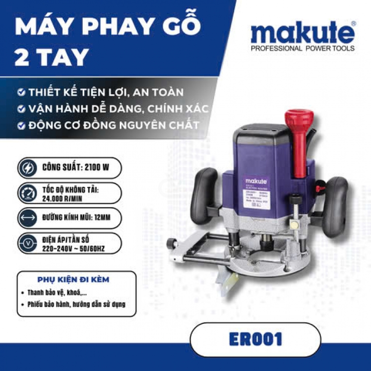 Máy soi gỗ 2 tay 2100W Makute ER001 