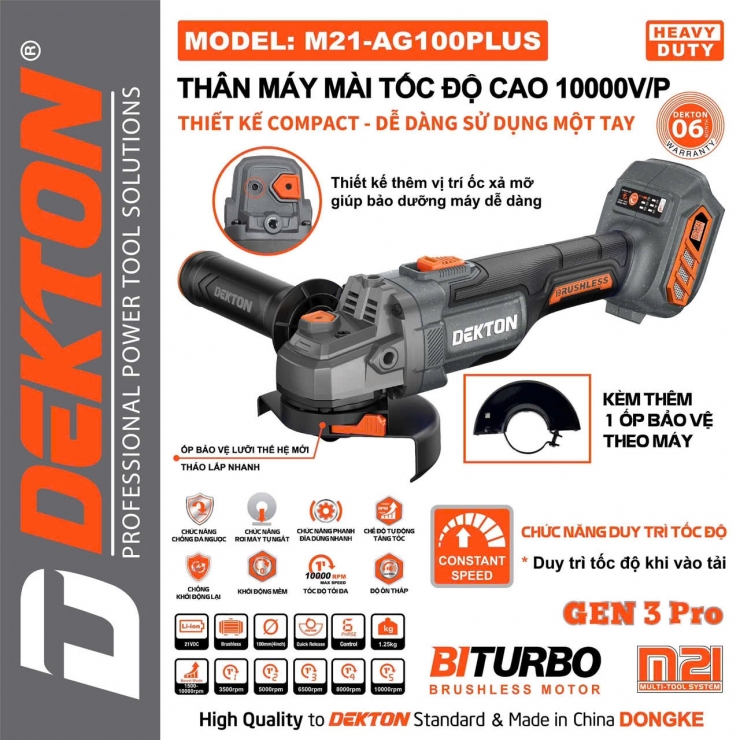 Máy mài Pin 21V Dekton M21-AG100PLUS tốc cao