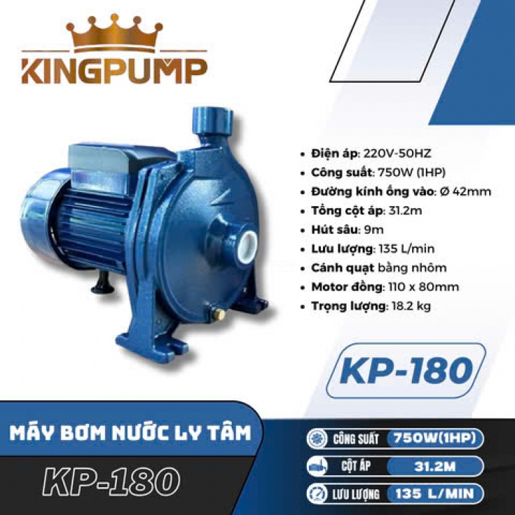 Máy bơm nước lưu lượng 1.1kW Kingpump KP-180