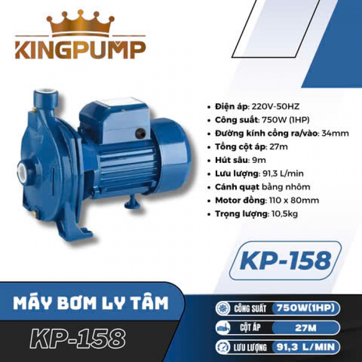 Máy bơm nước đẩy cao 0.75kW Kingpump KP-158