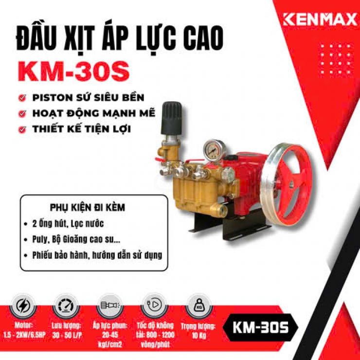 Đầu xịt ti sứ cao áp 2.0kW Kenmax KM-30S
