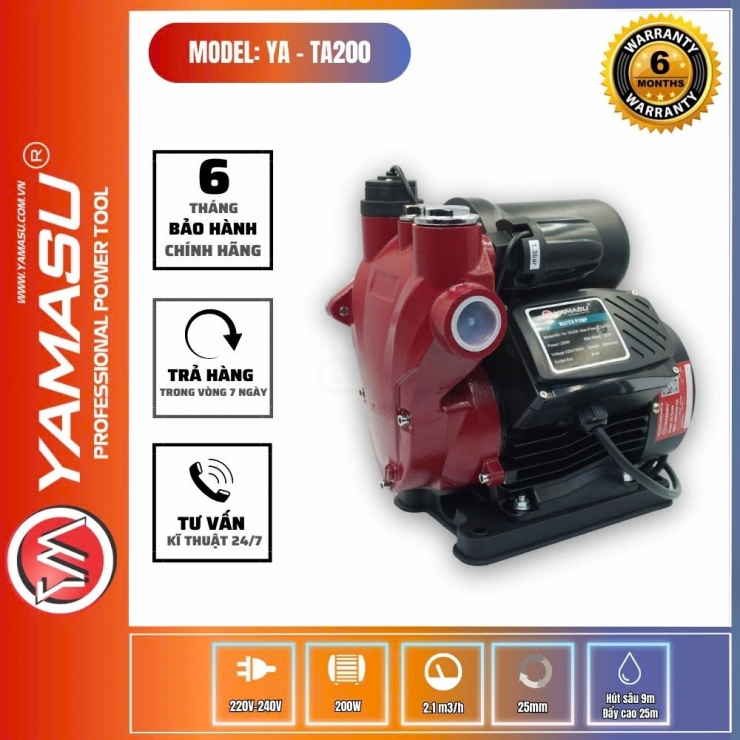 Bơm tăng áp điện tử 200W Yamasu YA-TA200