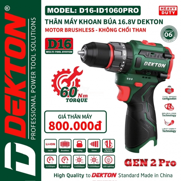 Máy khoan Pin 16V Dekton D16-ID1060PRO