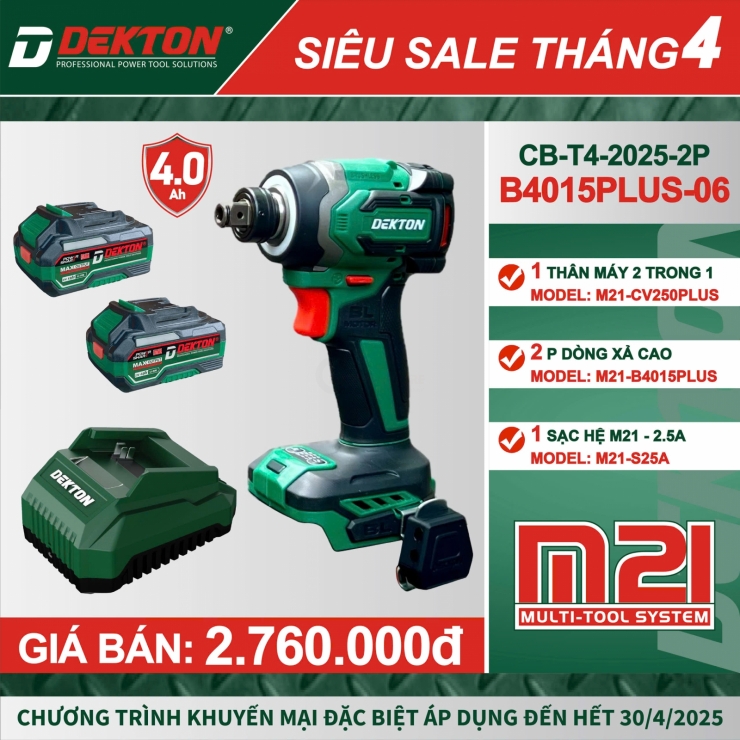 Combo Máy chuyên vít búa Pin 21V Dekton M21-CV250PLUS 