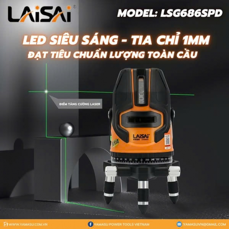 Máy cân bằng Laser 5 tia xanh Laisai LSG686SPD