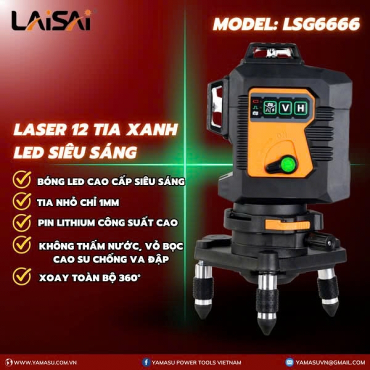 Máy cân mực laser 12 tia xanh Laisai LSG6666 