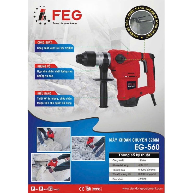 Máy khoan đục 14mm FEG EG-560 Hammer