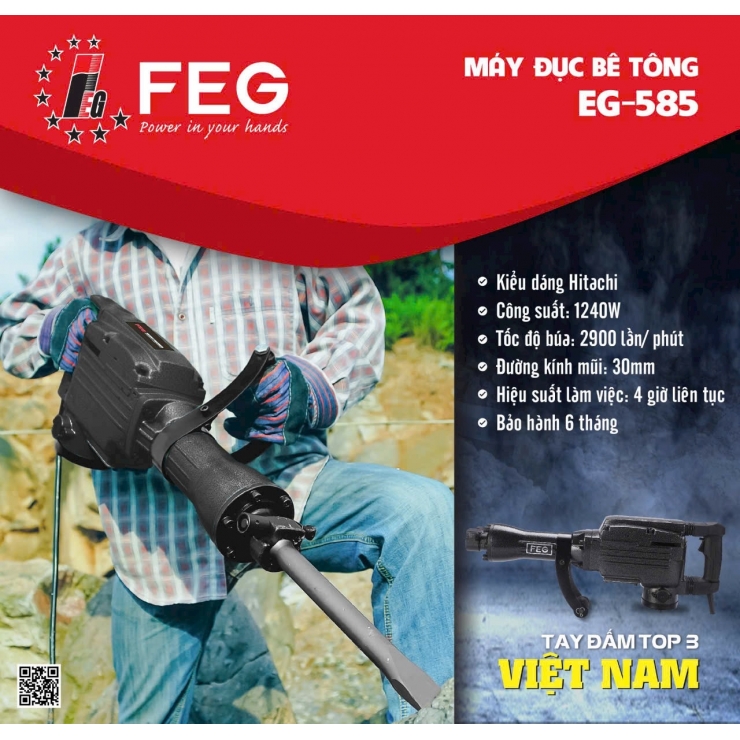 Máy đục bê tông 30 ly FEG EG-585 Hammer 1240W