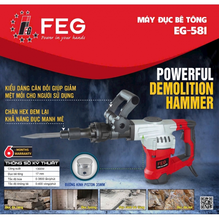 Máy đục bê tông 17mm FEG EG-581 Professional 1300W