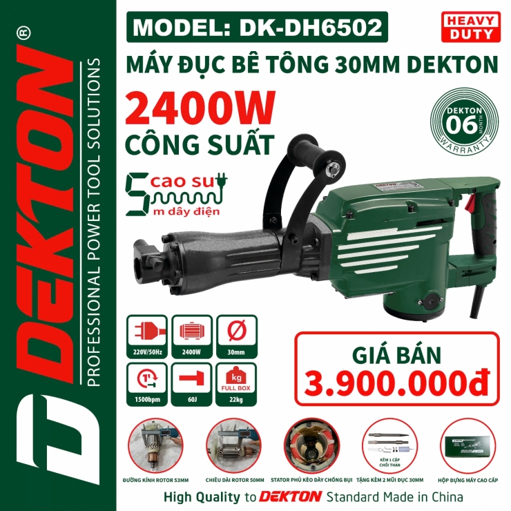 Máy đục phá bê tông 30mm Dekton DK-DH6502 Hammer
