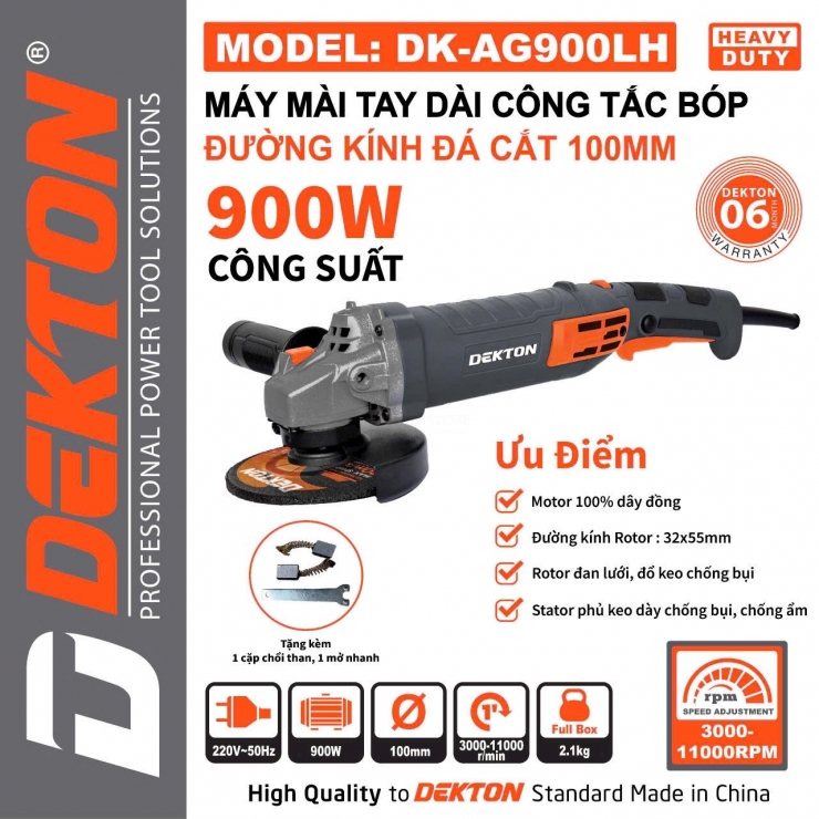 Máy mài góc chỉnh tốc 900W Dekton DK-AG900LH