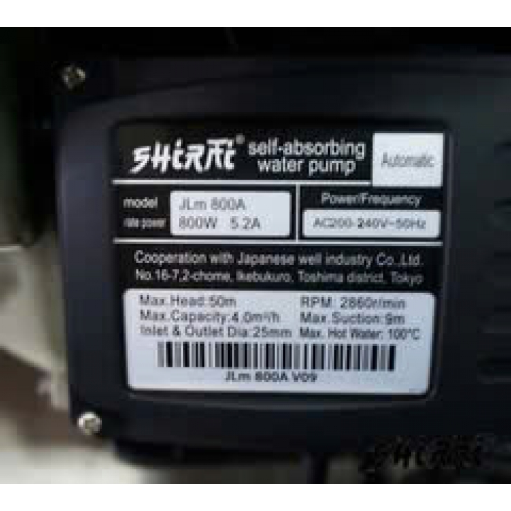 Máy bơm tăng áp điện tử 800W Shirai JLm 800A