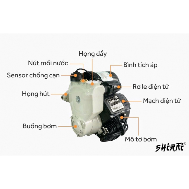 Máy bơm tăng áp điện tử 600W Shirai JLm 600A