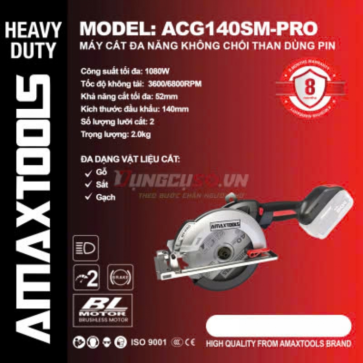 Máy cắt pin 21V đa năng Amaxtools ACG140SM-PRO