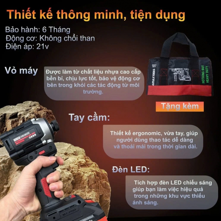 Máy siết vít 280Nm Pin 21V Amaxtools AV28014SM BLACK