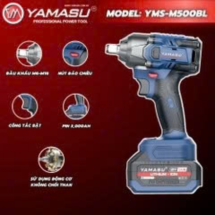 Máy bắn bulong 500Nm Pin 21V Yamasu YMS-M500BL Brushless