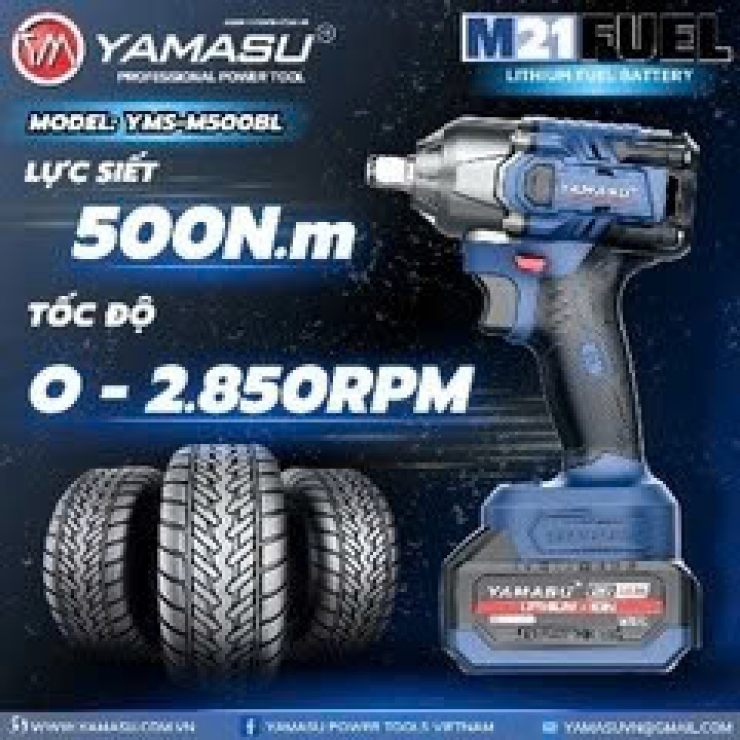 Máy bắn bulong 500Nm Pin 21V Yamasu YMS-M500BL Brushless